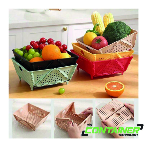 CANASTA DE FRUTAS PLEGABLE PARA ALMACENAMIENTO DE COCINA, CAJA PORTATIL_tucontainer.shop